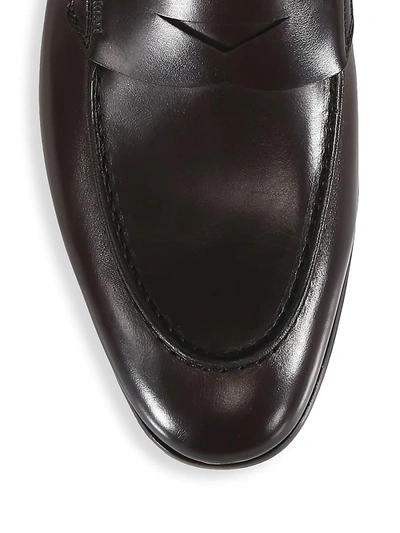 Shop Paul Stuart Men's Leather Penny Loafers In Dark Brown