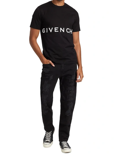 Shop Givenchy Men's Distressed Slim-fit Jeans In Black