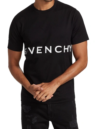 Shop Givenchy Men's Embroidered Logo T-shirt In Black