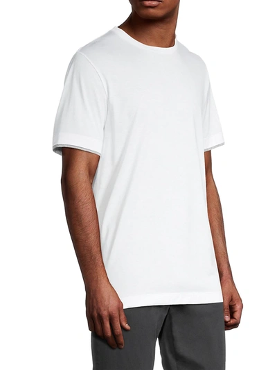 Shop Canali Cotton Crewneck T-shirt In White