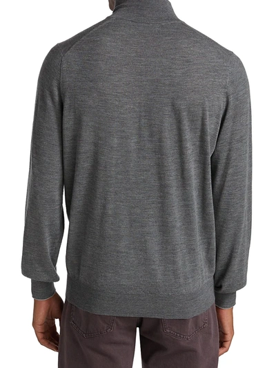 Shop Brunello Cucinelli Men's Wool & Cashmere Quarter Zip Sweater In Grey