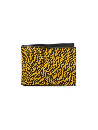 Shop Fendi Ff Vertigo Leather Billfold Wallet In Mimosa Nero