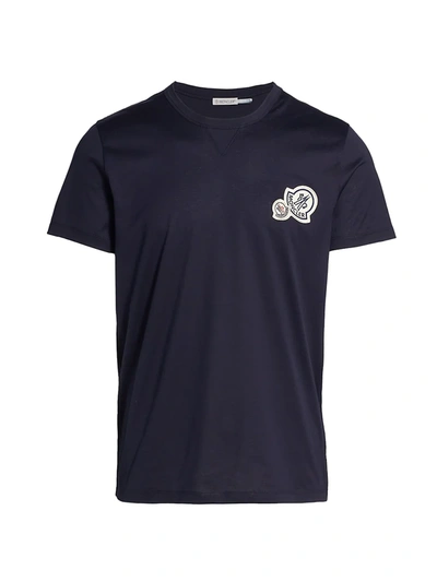 Shop Moncler Logo Patch T-shirt In Medium Blue