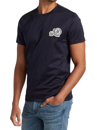 Shop Moncler Logo Patch T-shirt In Medium Blue
