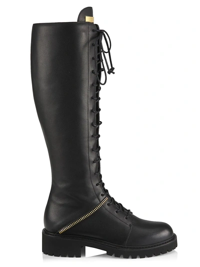 Shop Giuseppe Zanotti Women's Leather Knee-high Combat Boots In Nero