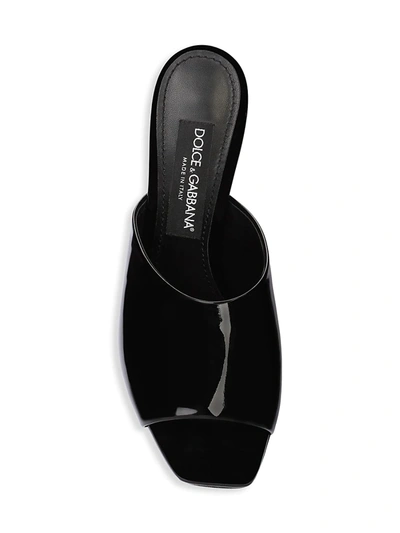 Shop Dolce & Gabbana Women's Interlock Logo-heel Patent Leather Mule Sandals In Nero