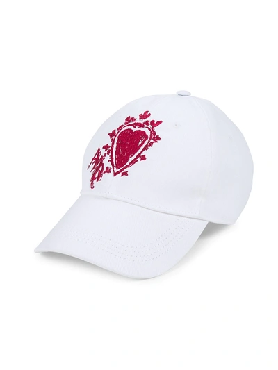 Shop Alexander Mcqueen Mystic Heart Baseball Cap In White Red