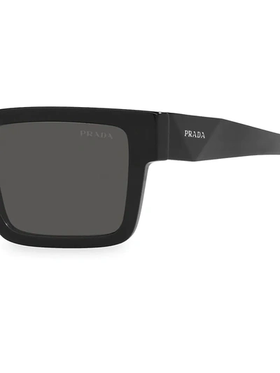 Shop Prada 52mm Rectangular Sunglasses In Solid Black