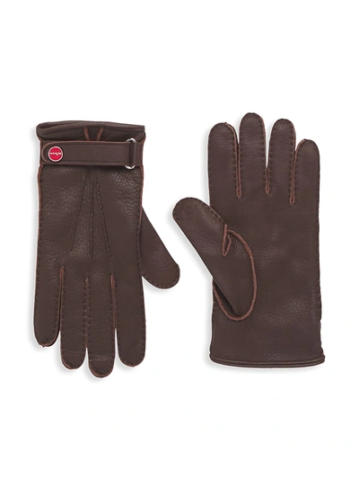 Shop Kiton Men's Cashmere-lined Leather Gloves In Tan