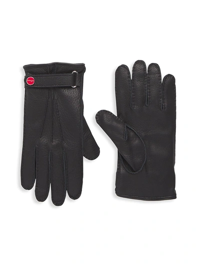 Shop Kiton Cashmere-lined Leather Gloves In Black