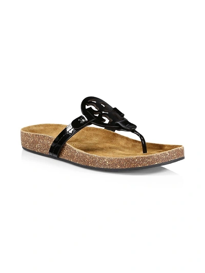 Shop Tory Burch Women's Miller Cloud Leather Thong Sandals In Brown