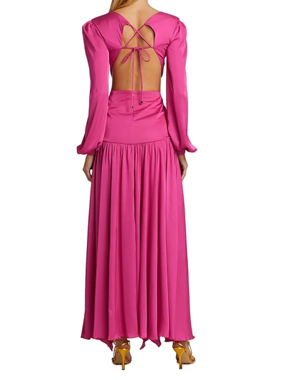 Shop Patbo Plunge Ruffle Gown In Hot Pink