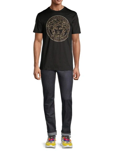 Shop Versace Medusa Embellished T-shirt In Black