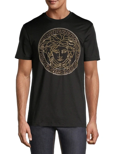 Shop Versace Medusa Embellished T-shirt In Black