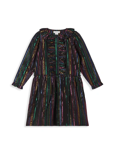 Shop Stella Mccartney Little Girl's & Girl's Rainbow Metallic Stripe Dress In Black