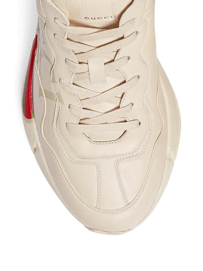 Shop Gucci Men's Gara Logo Leather Sneakers In White