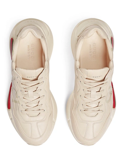 Shop Gucci Men's Gara Logo Leather Sneakers In White