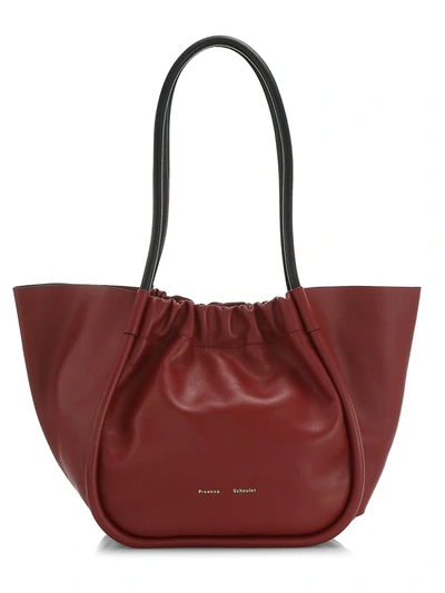 Shop Proenza Schouler Women's Ruched Leather Tote In Syrah