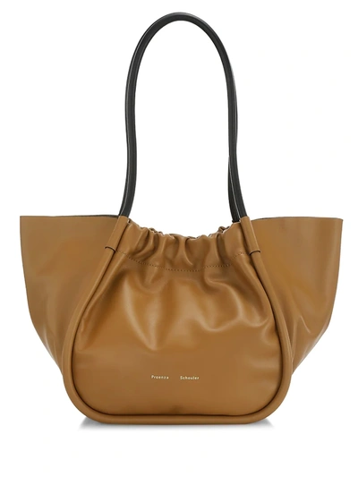 Shop Proenza Schouler Ruched Leather Tote In Tapenade