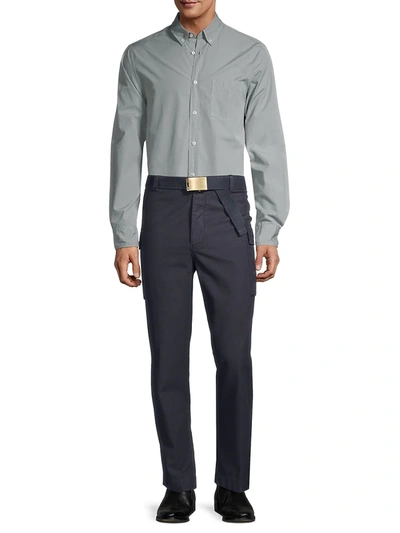 Shop Officine Generale Spread Collar Button-down Shirt In Concrete