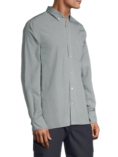 Shop Officine Generale Spread Collar Button-down Shirt In Concrete