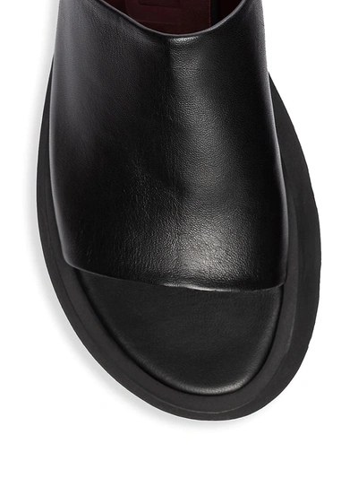 Shop Staud Alpine Leather Flatform Slides In Cream