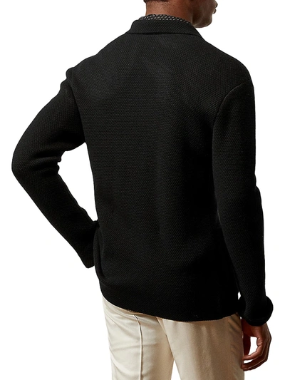 Shop Ralph Lauren Men's Textured Wool-camel Hair Knit Cardigan In Black