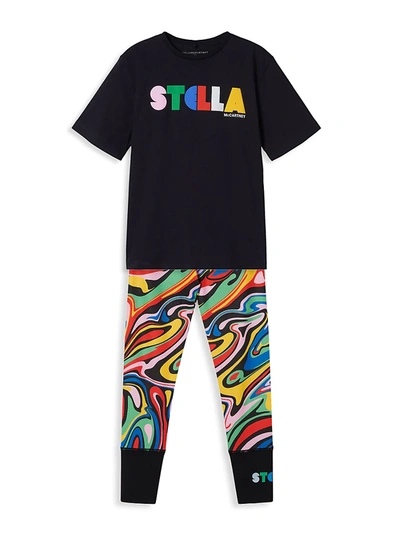 Shop Stella Mccartney Little Girl's & Girl's Rainbow Marble Leggings In Neutral