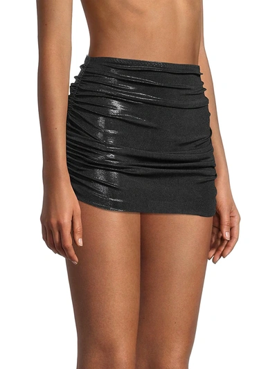 Shop Norma Kamali Bill Ruched Bikini Skirt Bottom In Black