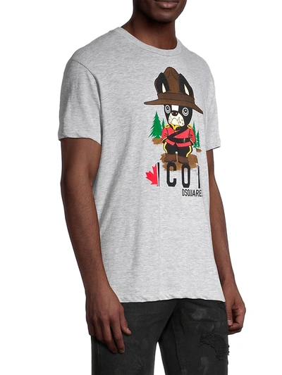 Shop Dsquared2 K-park Ranger Dog T-shirt In Grey