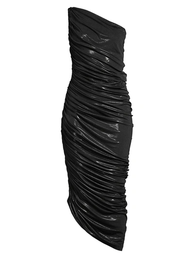 Shop Norma Kamali Women's Diana Metallic Ruched One-shoulder Gown In Black