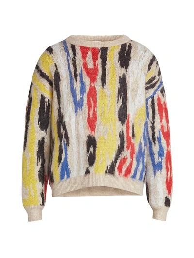 Shop Saint Laurent Jacquard Wool-blend Sweater In Neutral