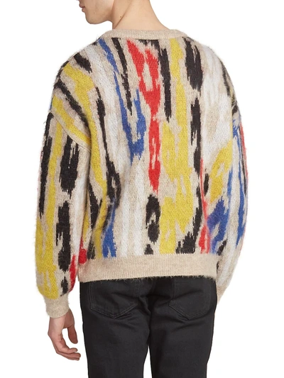 Shop Saint Laurent Jacquard Wool-blend Sweater In Neutral
