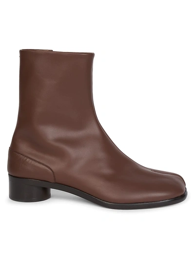 Shop Maison Margiela Tabi Leather Ankle Boots In Potting Soil