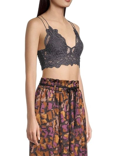 Shop Free People Women's Adella Lace Bralette In Charcoal