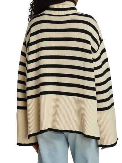 Shop Totême Women's Signature Stripe Turtleneck Sweater In Light Sand Stripe
