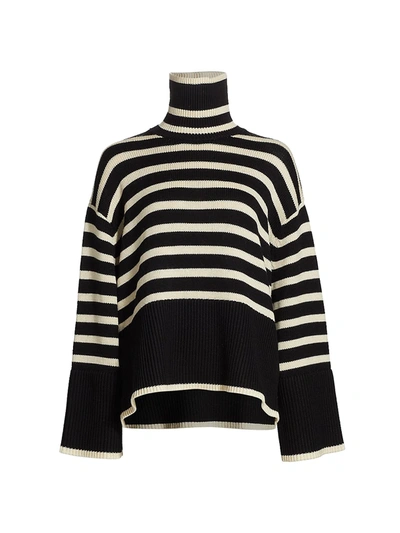 Shop Totême Women's Signature Stripe Turtleneck Sweater In Black Stripe