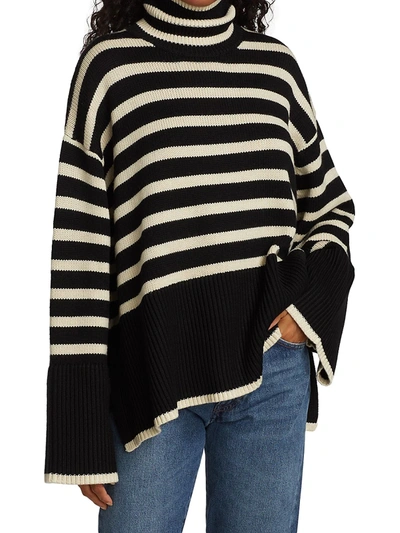 Shop Totême Women's Signature Stripe Turtleneck Sweater In Black Stripe