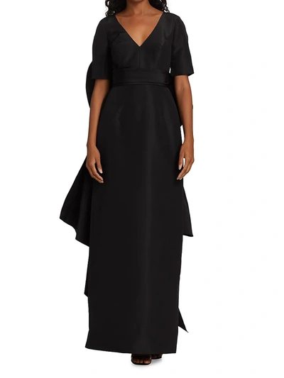 Shop Carolina Herrera Women's Back Bow Silk Gown In Black