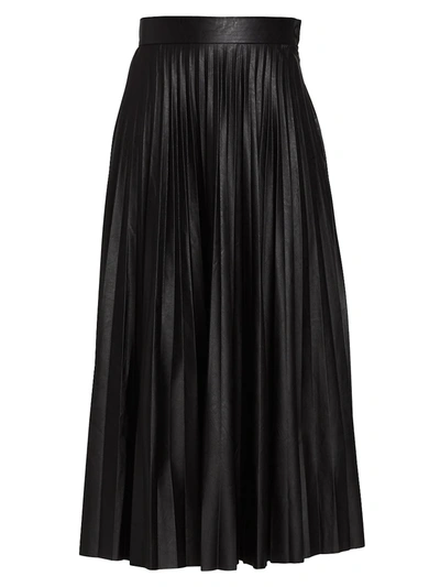 Shop Mm6 Maison Margiela Women's Pleated Faux Leather Midi-skirt In Black
