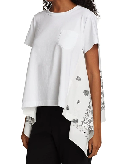 Shop Sacai Bandana Cotton T-shirt In White