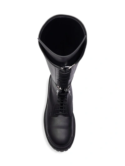 Shop Balenciaga Master Convertible Knee-high Leather Combat Boots In Black Silver