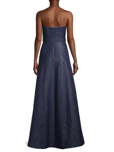 Shop Kay Unger Quilted Jacquard Bella Hi-lo Gown In Midnight