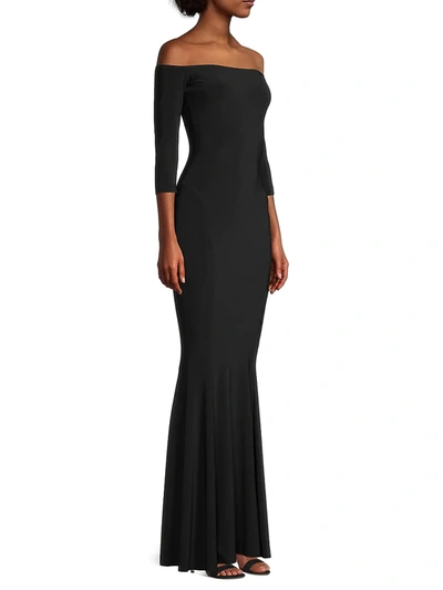 Shop Norma Kamali Women's Off Shoulder Fishtail Gown In Black
