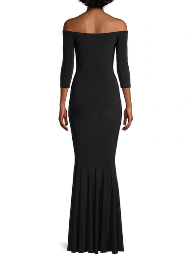 Shop Norma Kamali Women's Off Shoulder Fishtail Gown In Black