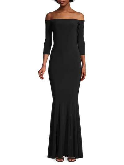 Shop Norma Kamali Women's Off Shoulder Fishtail Gown In Black