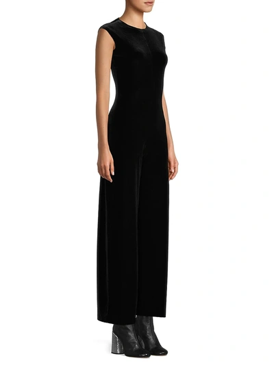 Shop Norma Kamali Women's Velvet Sleeveless Jumpsuit In Black