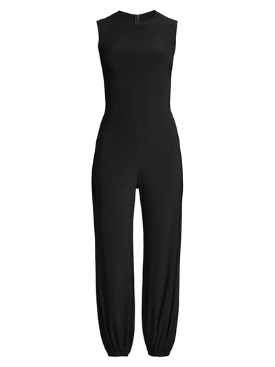 Shop Norma Kamali Women's Sleeveless Cropped Jogger Jumpsuit In Black