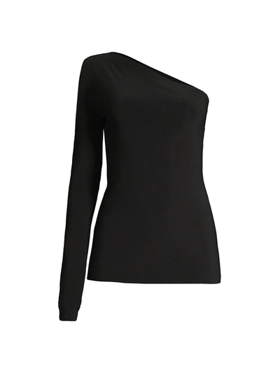 Shop Norma Kamali Women's One Shoulder One Sleeve Top In Black