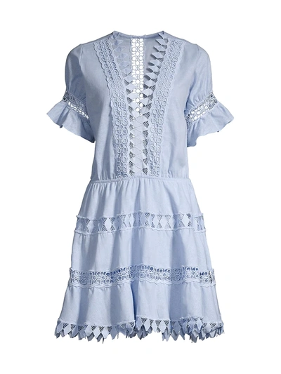 Shop Peixoto Women's Ora Embroidered Mini Dress In Cotton Blue